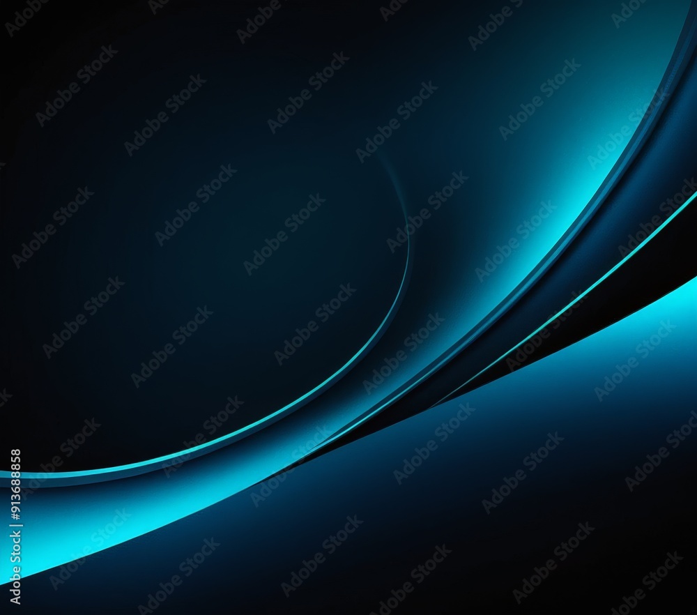 Poster digital curved line with gradient blue and black, creating sense movement and depth.