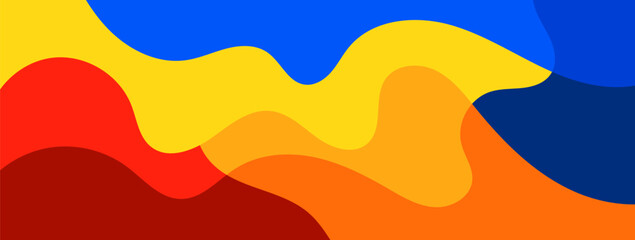 Abstract wavy fluid colorful background vector design. Red, orange, yellow, and blue colors.