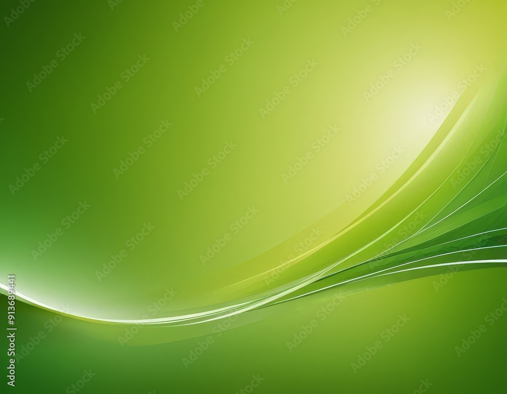 Poster vibrant abstract background features gradient green and yellow, with curved wave-like shape and subt