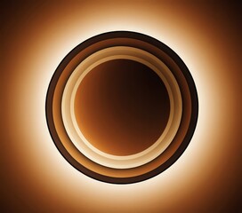 circular design with concentric circles varying shades brown and orange, creating warm, glowing effect.