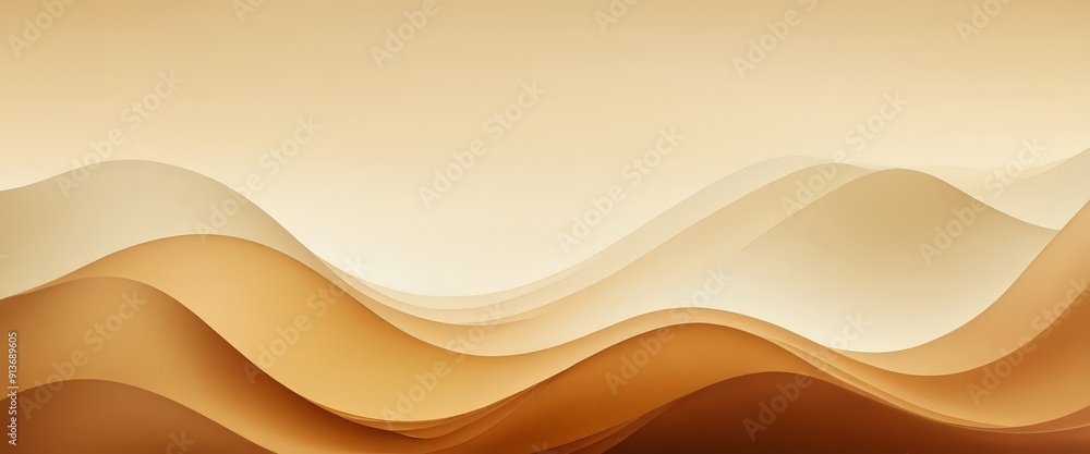Poster gradient background with wavy lines in shades brown and beige, transitioning from light to dark, cre