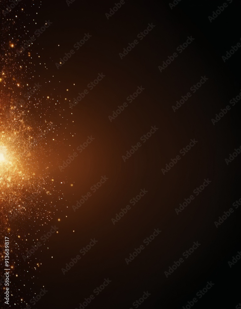 Poster digital starburst effect, with bright light source on the left and dark background on the right, cre