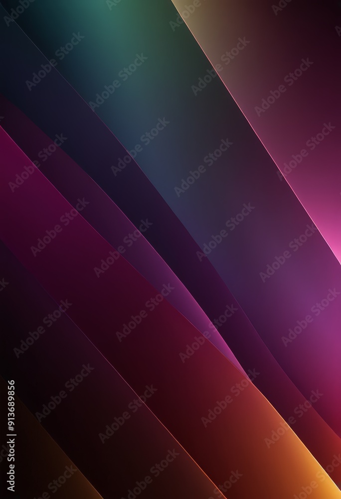 Poster gradient background with diagonal pattern purple, pink, and orange lines, creating visually striking