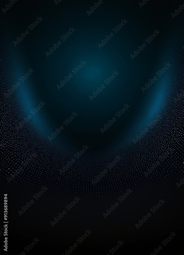 Poster dark blue gradient background with central light source, creating sense depth and mystery.