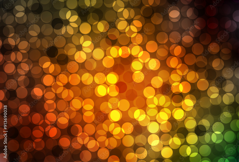 Poster dark green, yellow vector texture with disks.