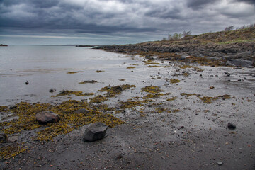 Landscape in Iceland with Mountains, sky and clouds