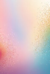 Fototapeta premium gradient background with pink, blue, and yellow hues, featuring scattering small white dots or specks.