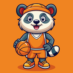 panda basketball cartoon maskot