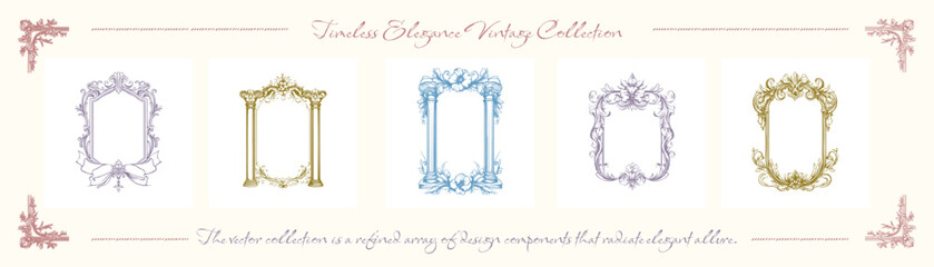 A collection of refined classic frames, featuring enduring elegance and intricate designs, ideal for displaying treasured memories or adding a sophisticated touch. Vector illustration