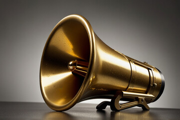 Pure Gold Megaphone Isolated on Solid Background