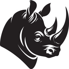 Rhino Head Silhouette isolated on white background Minimalist rhino vector shape 