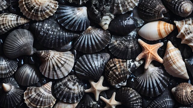 Many black shells texture