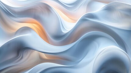 Obraz premium Flowing Waves of Soft Blues and Oranges Under Natural Light in Contemporary Art Setting