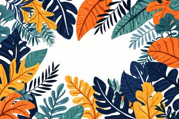 Tropical Leaf Frame with White Background