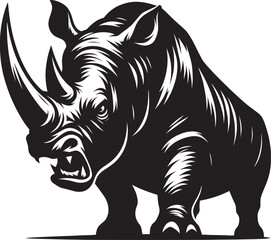 Fototapeta premium Rhino Silhouette isolated on white background Minimalist rhino vector shape 
