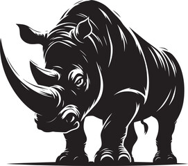 Rhino Silhouette isolated on white background Minimalist rhino vector shape 