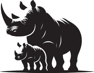 Rhino Silhouette isolated on white background Minimalist rhino vector shape 