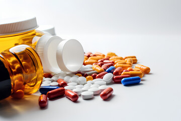 drug prescription, narcotics or drugs on white counter, drug prescriptions for treatment medication, drugs concept.
