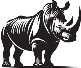 Rhino Silhouette isolated on white background Minimalist rhino vector shape 