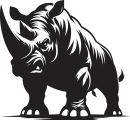 Rhino Silhouette isolated on white background Minimalist rhino vector shape 