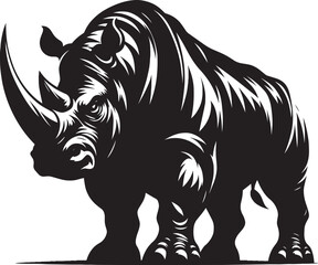 Rhino Silhouette isolated on white background Minimalist rhino vector shape 