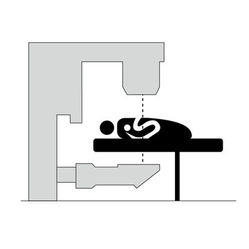 patient undergoing medical scan, black and white clip art preview
