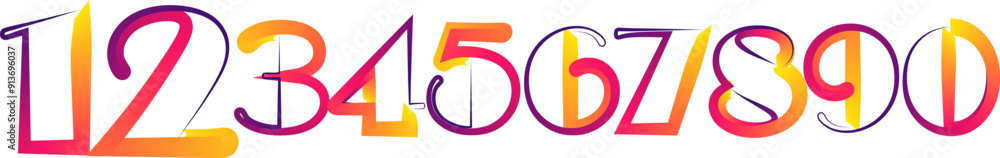 Poster vector set of number, numbers, gradient number