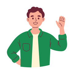 Young Man Waving His Hand Say Hello Greeting