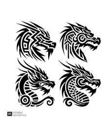 Obraz premium Dragon head tribal tattoo graphic design templates