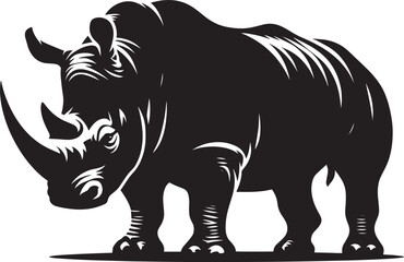 Rhino Silhouette isolated on white background Minimalist rhino vector shape 