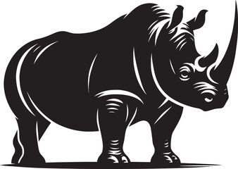 Rhino Silhouette isolated on white background Minimalist rhino vector shape 