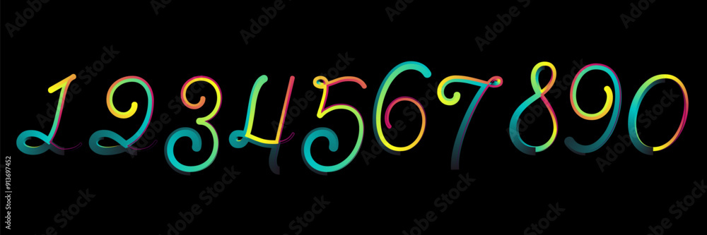 Poster vector set of number, numbers, gradient number