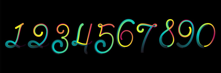 Obraz premium Vector set of number, numbers, gradient number
