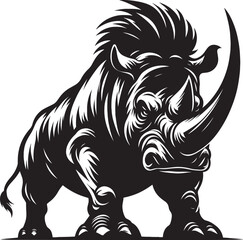 Rhino Silhouette isolated on white background Minimalist rhino vector shape 