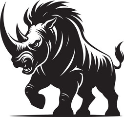 Fototapeta premium Rhino Silhouette isolated on white background Minimalist rhino vector shape 