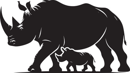 Obraz premium Rhino Silhouette isolated on white background Minimalist rhino vector shape 