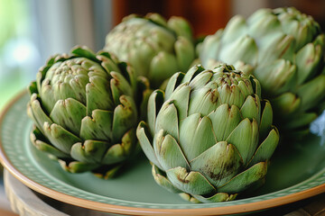 Fototapeta premium Artichokes - popular in regions with a mild climate like brittany, french food, hi end kitchen