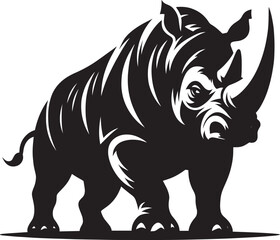 Rhino Silhouette isolated on white background Minimalist rhino vector shape 