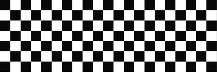 Black and white checker pattern vector illustration. Chess board. Abstract checkered checkerboard for game. Grid geometric square shape. Race flag. Retro mosaic checkerboard psychedelic pattern.
