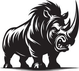 Rhino Silhouette isolated on white background Minimalist rhino vector shape 