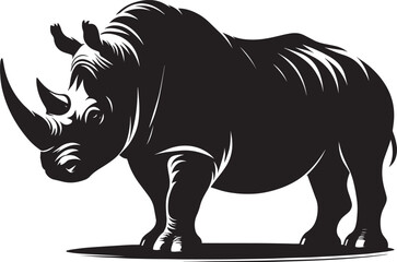 Rhino Silhouette isolated on white background Minimalist rhino vector shape 