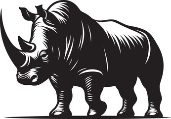 Obraz premium Rhino Silhouette isolated on white background Minimalist rhino vector shape 