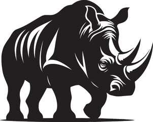Fototapeta premium Rhino Silhouette isolated on white background Minimalist rhino vector shape 