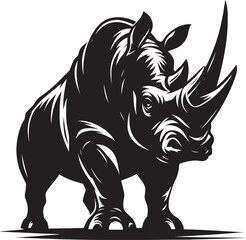 Rhino Silhouette isolated on white background Minimalist rhino vector shape 