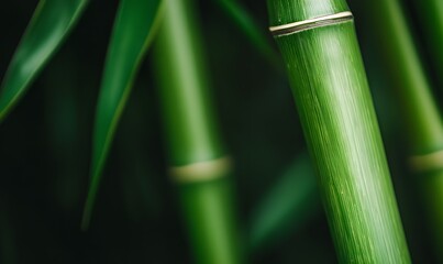 Fototapeta premium closeup of the black strips on bamboo shoots, Generative AI