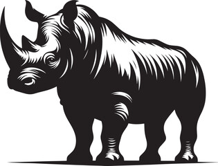 Rhino Silhouette isolated on white background Minimalist rhino vector shape 