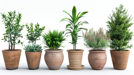 Obraz premium Collection of potted plants with white background
