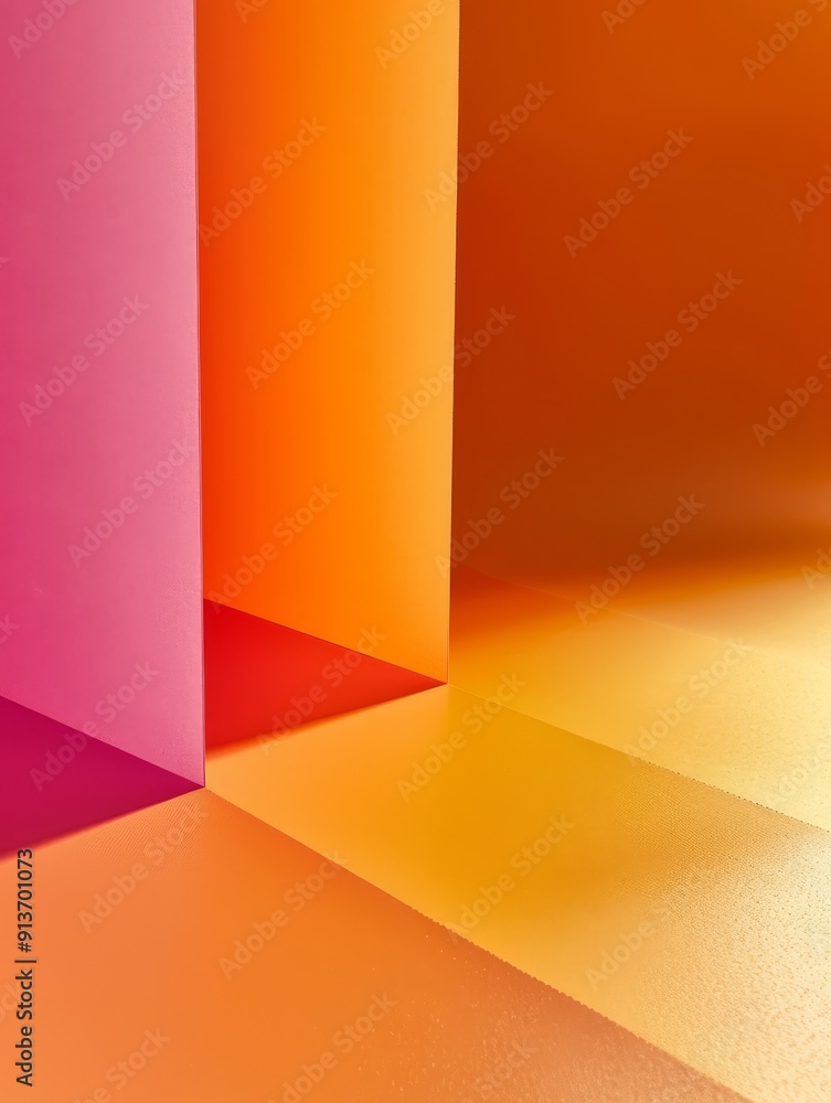 Aufkleber a simple abstract image featuring three colors - pink, orange and yellow, creating geometric shapes 
