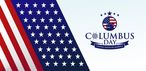 Columbus Day Celebration 2024 Logo Vector Illustration. Best for Poster, Background, Banner, Greeting Card, Flyer, Card, Cover, Template. USA, Italy, Spain Columbus Day Parade 14th October 2024