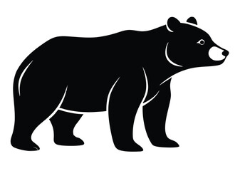 bear Silhouette on White Background	 
